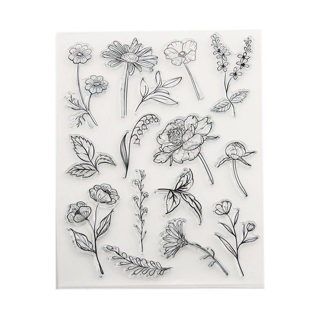 Flower Series Clear Stamp Transparent Stamp Seal Flower-Leaves Stamp Seal for DIY Card Making Scrapbook Decorations