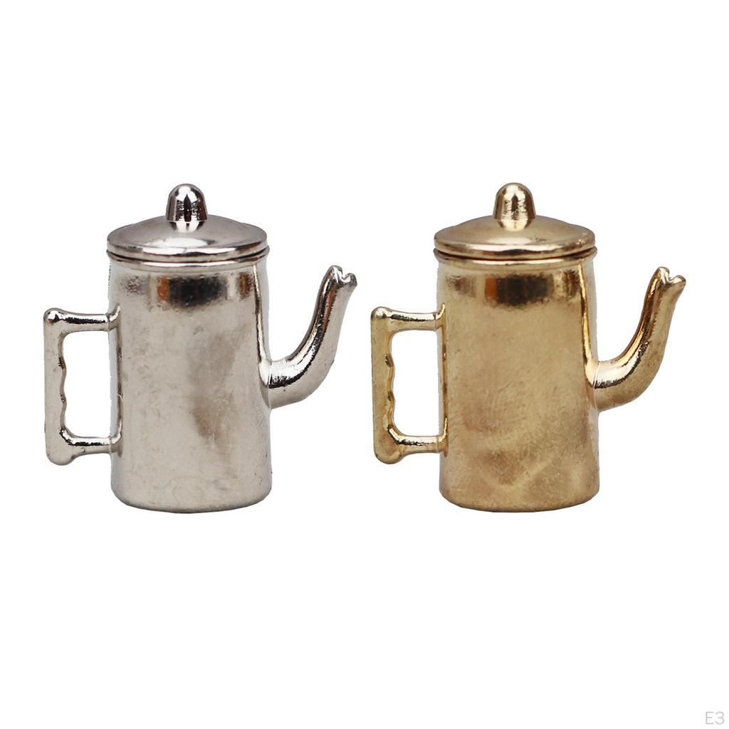 1/12 Dollhouse Mini Coffee Pot Kitchen Appliance Simulation Teapot Miniature Tea Kettle Model for