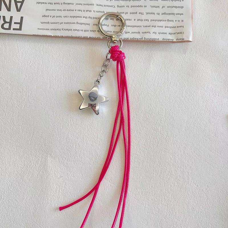 Leather Braided Rope Keychain Star Charm Pendant Keyring  Simple All-Matching Bag Decoration Jewelry Accessories