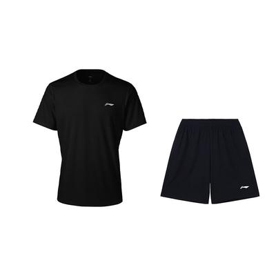 Fashionable Versatile Breathable Short Sleeve Comfortable Shorts Casual Sports Suit Men Suit Black W833-1+W685-1
