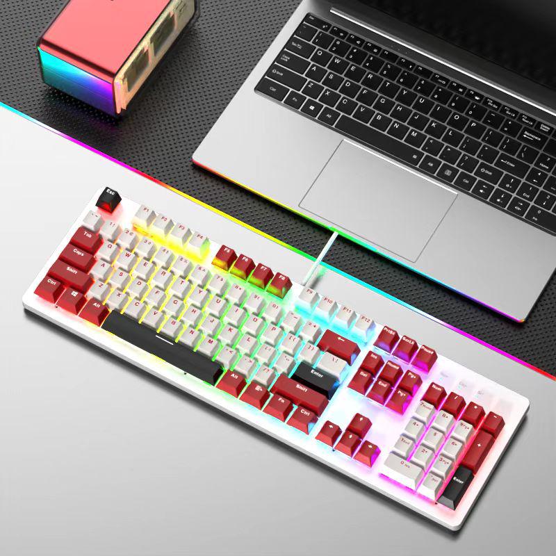 104-Key Wired Gaming Mechanical Keyboard, Blue/Black/Tea/Red/Silent Switches, Mahjong Sound, Hot-Swappable, Customizable