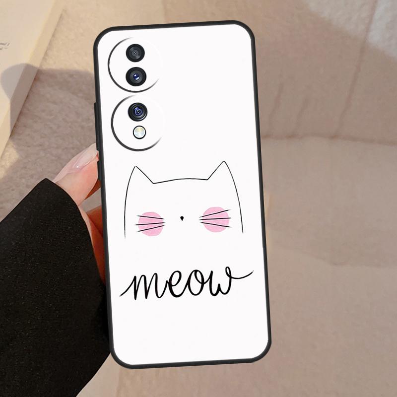 Black Cat Face Kitty For Honor Magic 7 Lite 6 5 V5 Case For Honor 400 200 Pro 90 70 50 X8a X8b X9a X9b X9c Cover