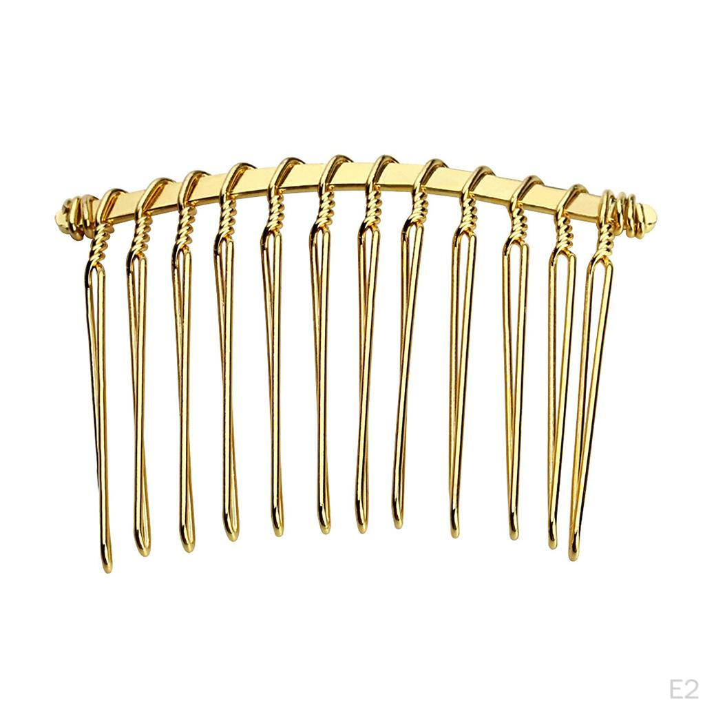 12 Hair Clip Combs Metal Slide Wire Bridal Wedding Fascinator Headpiece , Gold, As