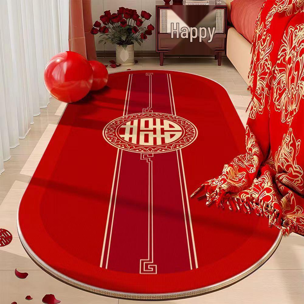 

Кристально-бархатный ковер для спальни молодоженов: Красная дорожка, кофейный столик и прикроватный коврик, грязеотталкивающий 40x120cm