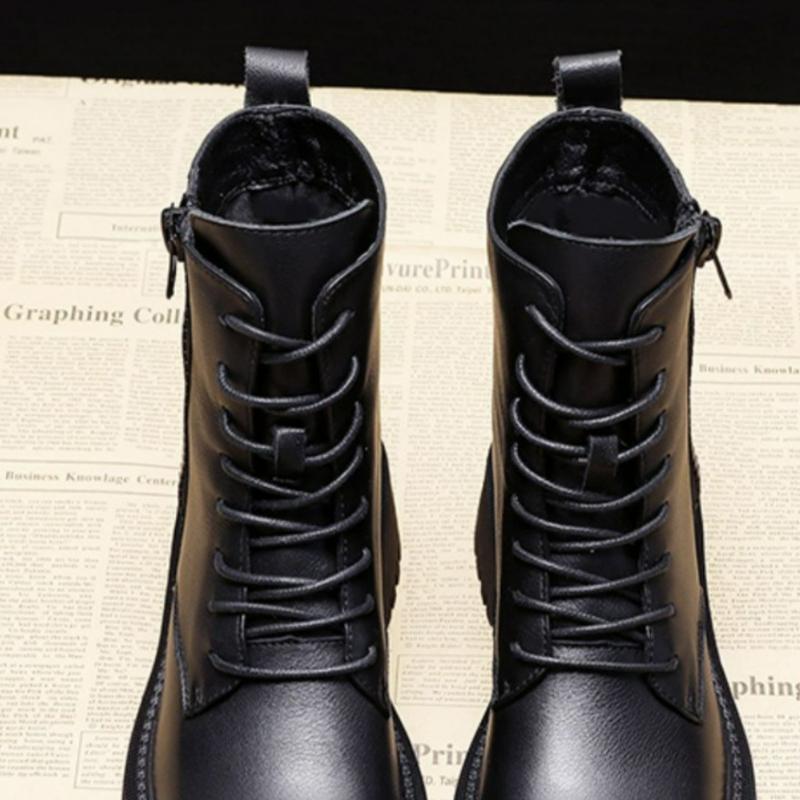 Podzimní A Zimní Nové Ležérní Boty Martin na Zip a Šněrování se Sametem, Odolné proti Opotřebení, Módní Boty, Dámské Boty, Boty