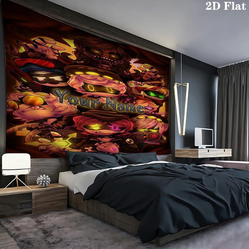 Cyberpunk Hero Custom Name Wall Tapestry Aesthetic Wall Hanging Printed Fabric Blanket Decorative Tapestries For Bedroom Living Room Home Decor