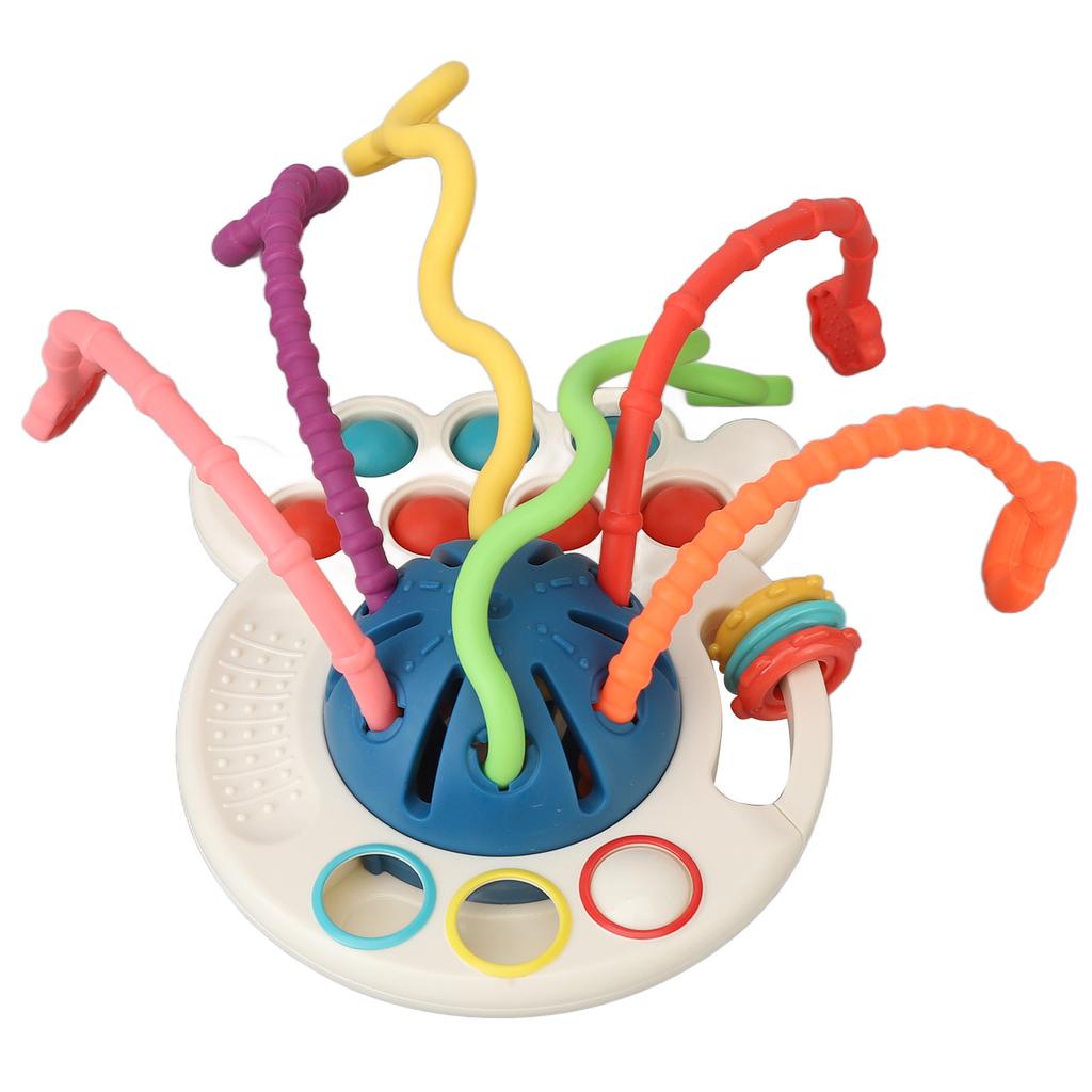 Jucărie Silicon Bebelus cu Sfoară de Tras Dezvoltare Motricitate Fină Interactivă Dentitie Jucărie Senzorială