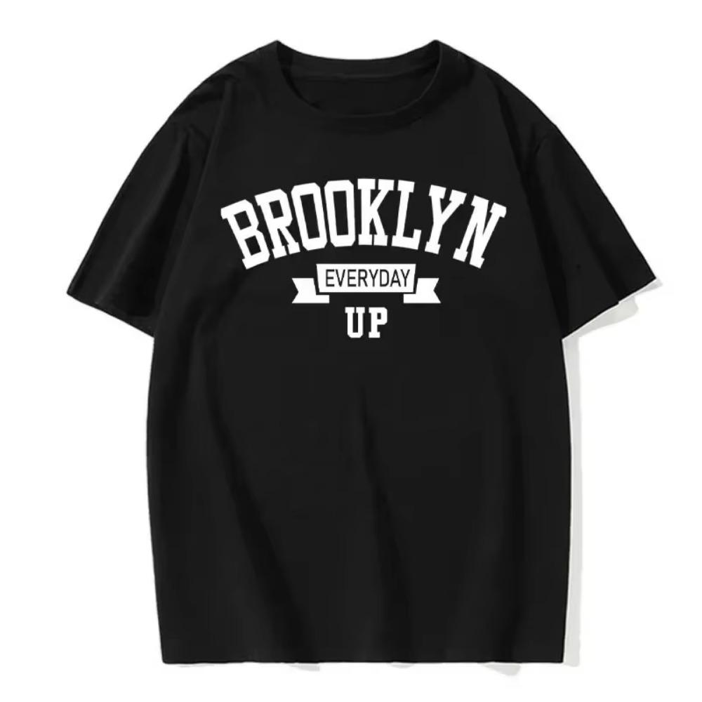 Summer Men's Cotton T-Shirt Brooklyn Print Top T-Shirt Men's Fashion Letter Vest Short Sleeve Clothing Harajuku Street Wear