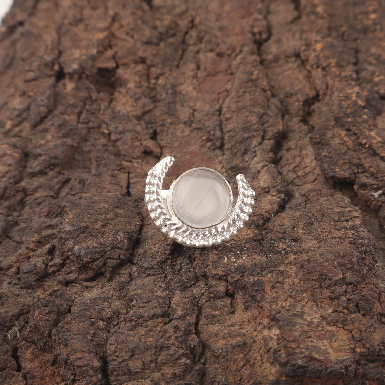 

Круглый камень селенит, подарок на годовщину, эффектное новое кольцо, ювелирное изделие из стерлингового серебра RR-48-36 9