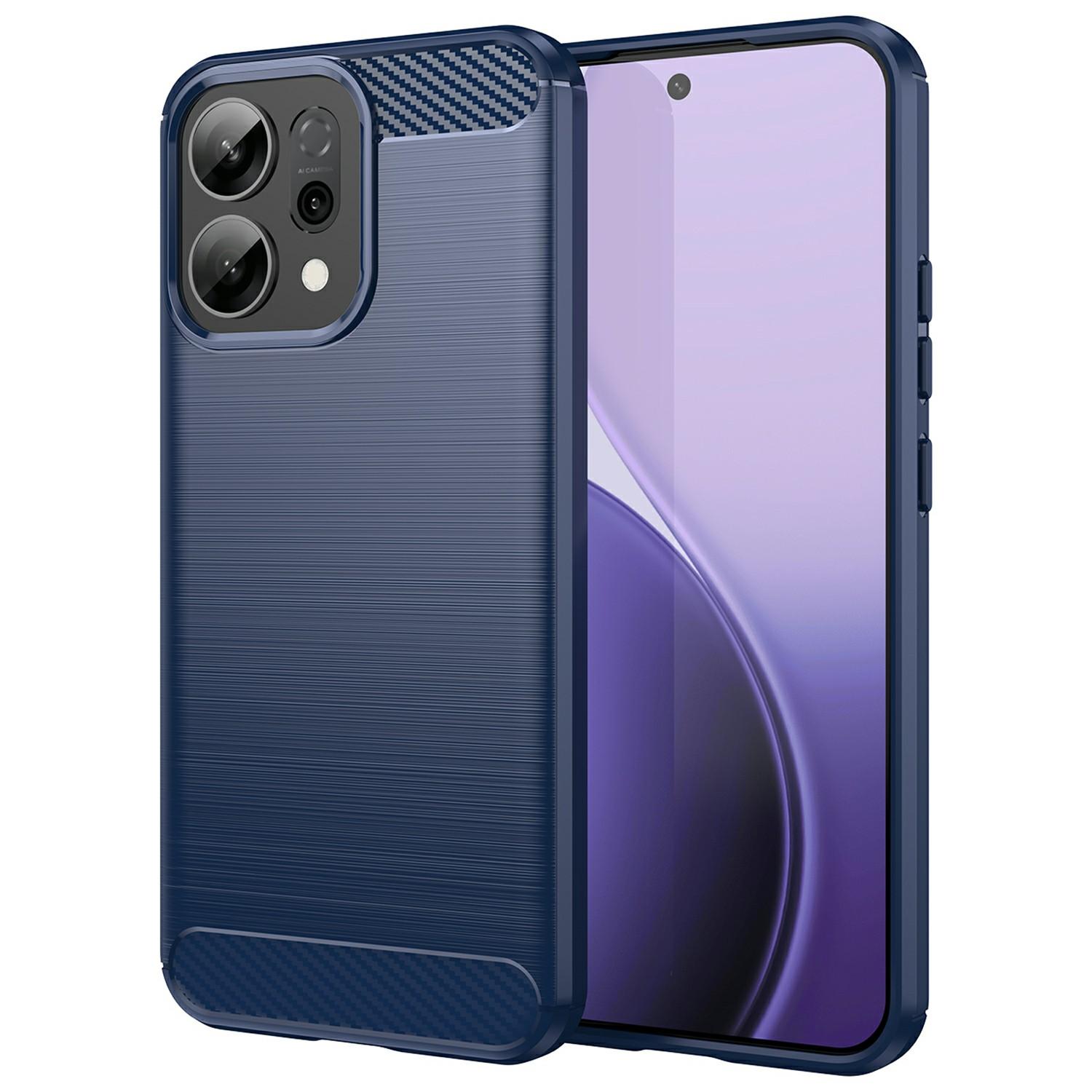 

For Oppo Reno14 5G (Global)/14F 5G Case Protective Phone Cover Carbon Fiber Texture Brushed Blue