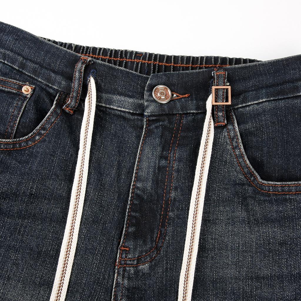 Semi-elastic Drawstring Jeans for Men