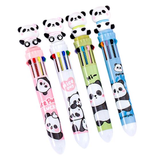 Kugelschreiber in Pandabär-Form Glattes Schreibgefühl Stift 10 Farben in einem Design Druckkugelschreiber für Schule Büro