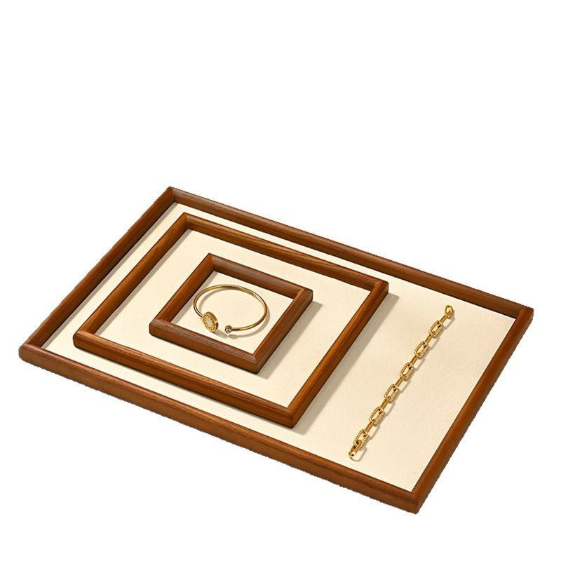 Solid Wood Jewelry Display Tray for Rings, Necklaces, Bracelets, Antique Collection Organizer