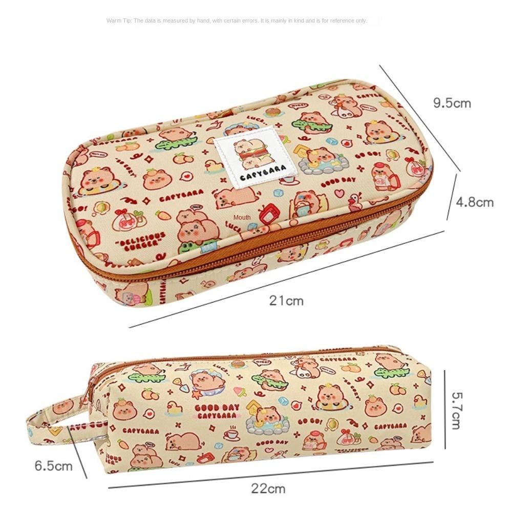 Canvas Capybara Stationery Bag Large Capacity Cartoon Pencil Bag Capybara Pencil Pouch  Students