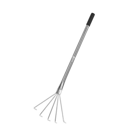 Handheld Weeding Rake Stainless Steel Hand Rake with 5 Teeth Heavy Duty Gardening Rake for Cultivating Loosening Soil Spreading Mulch