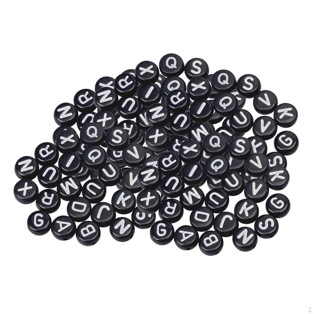 200 Pieces Acrylic Jewelry Beads 1.5 Mm Hole Loose Beads, Alphabetic Number Bead, for Key Chains
