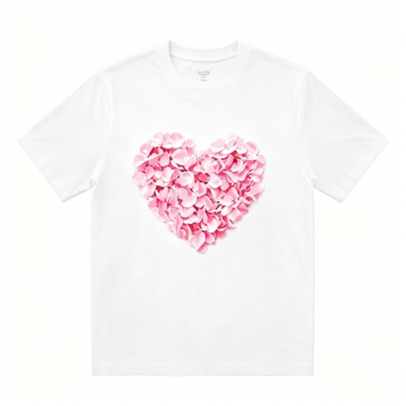 Fashion Rose Love Print Kids T-Shirts Summer Fashion Street Outdoor Casual T-shirt Tops for Boy and Girl's Tees Top