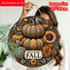 2D Flat, 1pc Vintage Autumn Harvest Metal Wall Sign - Fall Welcome Plaque with Corn, Wheat & Grain Stalks, Aluminum Outdoor/Indoor Decor Suitable for
