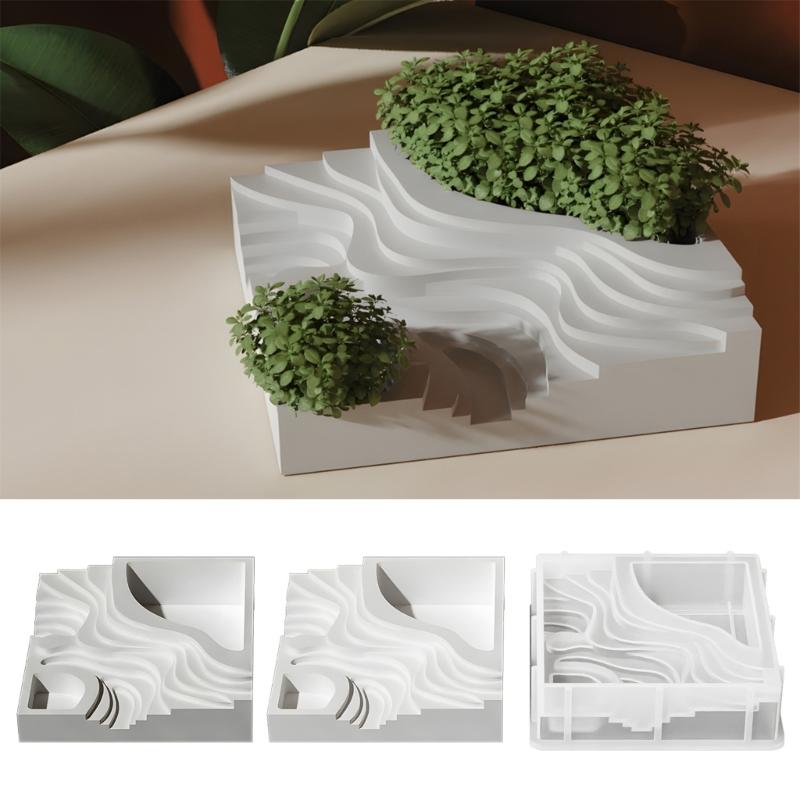 Food Grade Silicone Terraced Landscape Mold Silicone Planter Mold For Succulent Arrangements Soap Candle Making