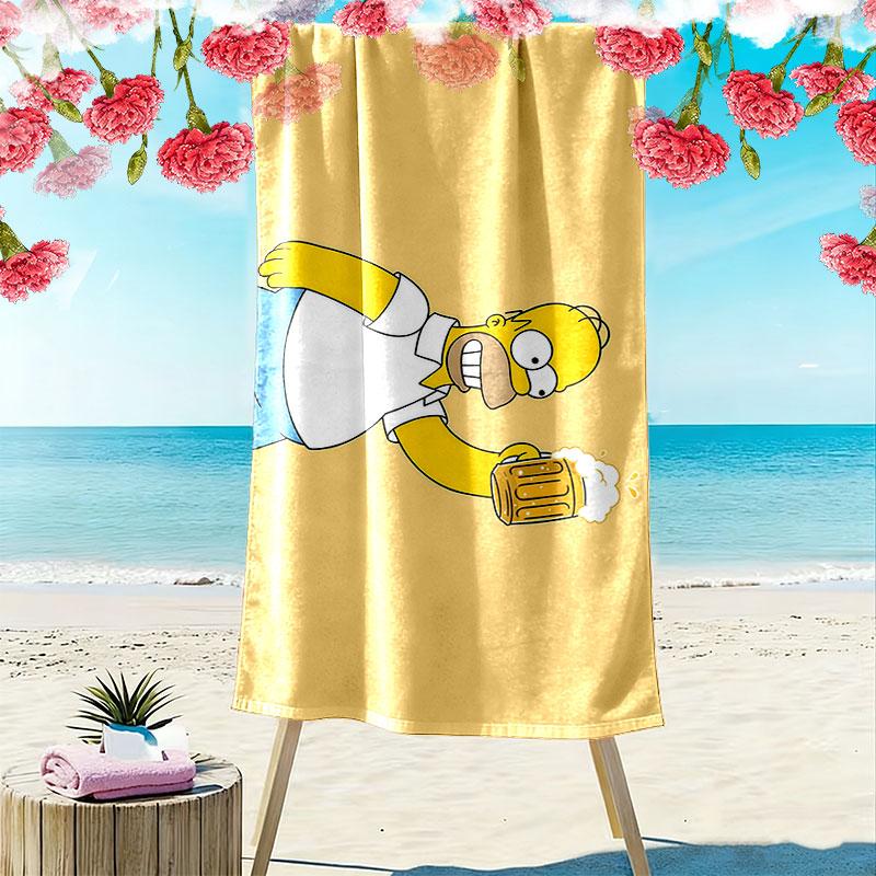 Homer Simpson Print Beach Towel, Large Soft Quick Dry Towel for Beach Camping Swimming