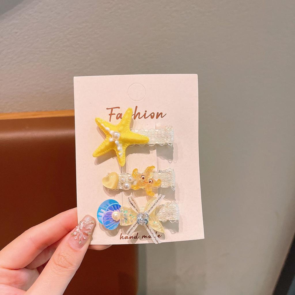 Summer Ocean Starfish Shell Hairpin Cute Children'S Hairpin Duck Beak Clip Pearl Hair Accessories Headgear Clip Girl