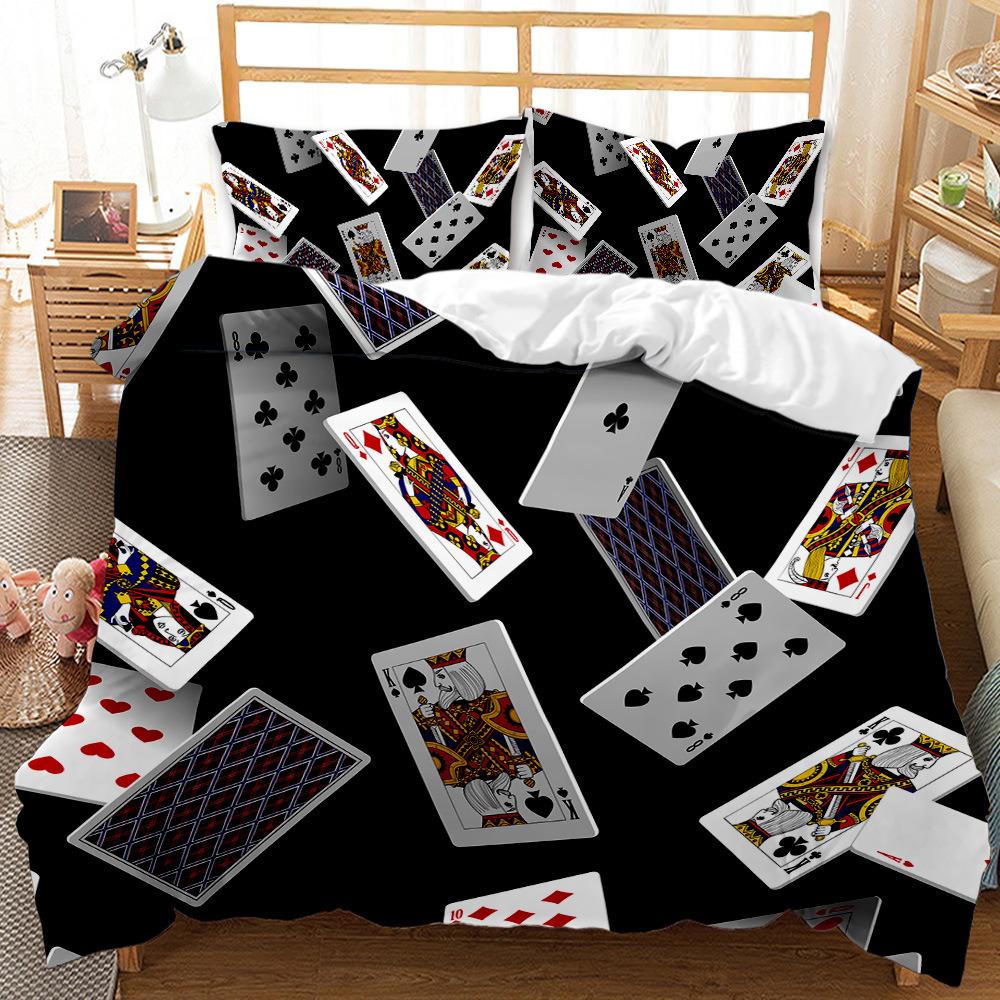 

Cool Card Heart Plum Blossom Black Quilt Cover Three-Piece 3D Digital Printing Bedding 180 * 220 (three-piece set) (90g)