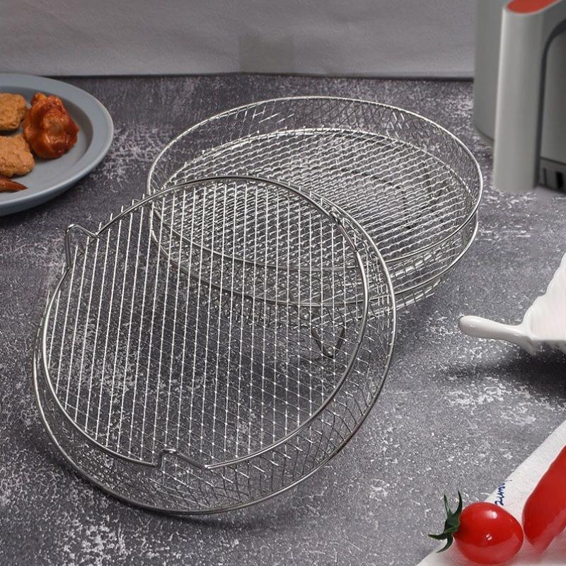 Stabiles Stapelbares Heißluftfritteusen-Gitter Antihaft Edelstahl Heißluftfritteusen-Tablett Grillkorb Küchenhelfer