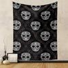 Floral Skull Pattern On Black Background Patterned Tapestry Home Decor, Suitable for Bedroom and Living Room, Gift