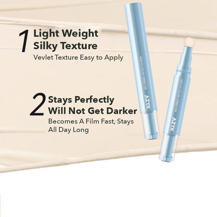 AZTK High Fit Color Corrector Liquid Concealer Pen Highlighter Stick Brightener Contouring Moisturizing Lightweight Powder Cream