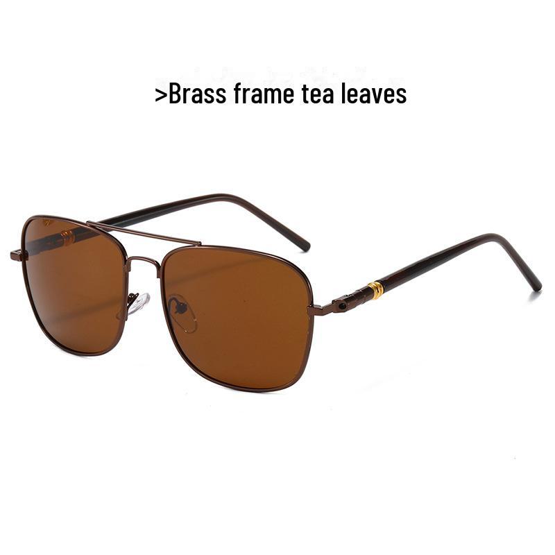 Men's Photochromic Polarized Metal Square Frame Sunglasses for Night Vision Driving and Cycling