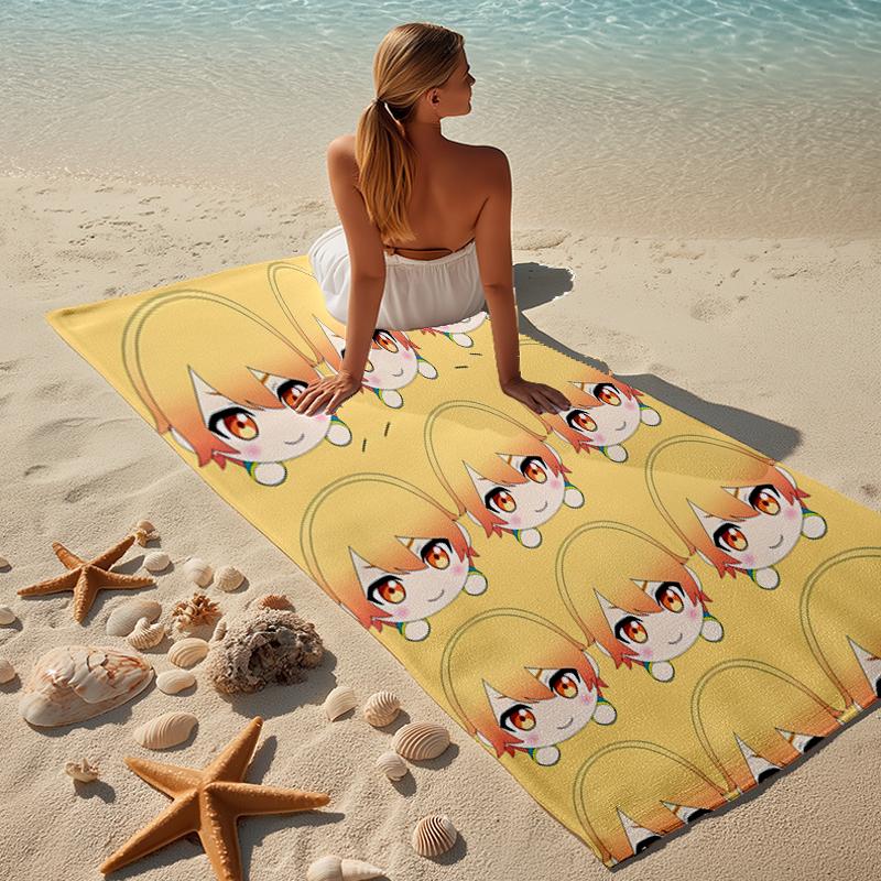 proof beach towel with a Tenma Tsukasa1 pattern - soft,absorbent,quick-drying,machine washable - perfect for swimming,camping,bathing