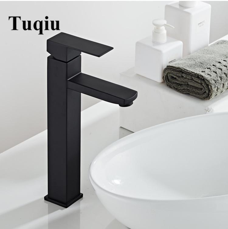 Black Bathroom Basin Faucet Black Baking 304 Stainless Steel  Sink Mixer Tap Hot & Cold Sink Faucet  Bathroom Lavotory Faucet