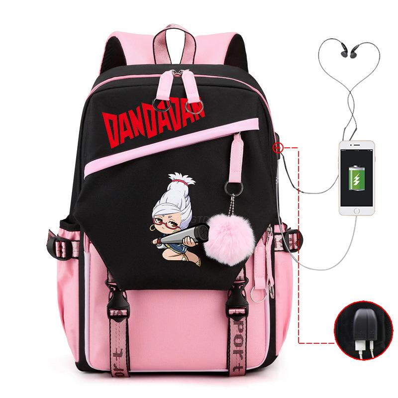 Dandadan Foreign Trade Children's Schoolbag Contrasting Color Neutral Backpack Usb Multi-functional Primary and Secondary School Backpack