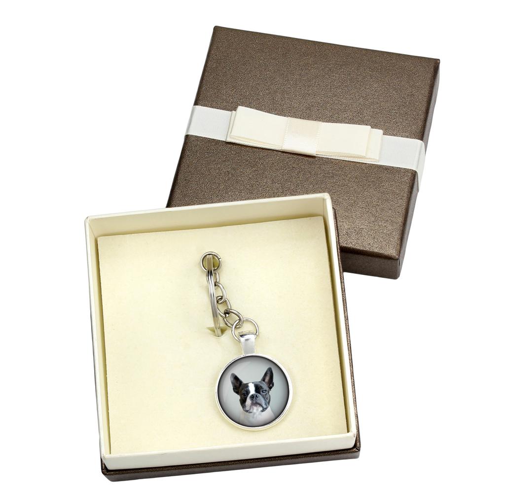 Boston Terrier, American Gentleman - Keychain In a Box, Own Photo, Keychain Pendant from Art-Dog Brand