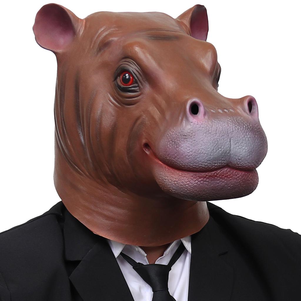 Masque hippopotame Halloween couvre-chef Nouveau masque hippopotame idiot cos Masques d'animaux amusants pour farces