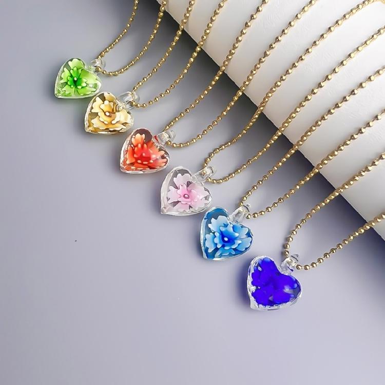 Heart Pendant Collarbone Chain Heart Choker Colored Glaze Material for Girl Teen