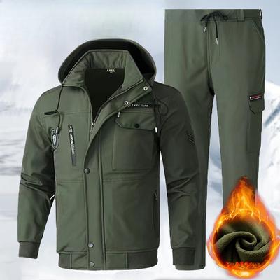 Autumn and Winter Plus Velvet Waterproof Jacket Outdoor Mountaineering Suit Men's Windproof Thickened Cold-proof Wear-resistant and Warm Tooling