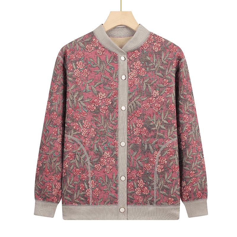 Knitted Sweater Coat for Middle-Aged & Elderly Women - Plush Velvet, Thick Winter Warmth for Grandma & Mom