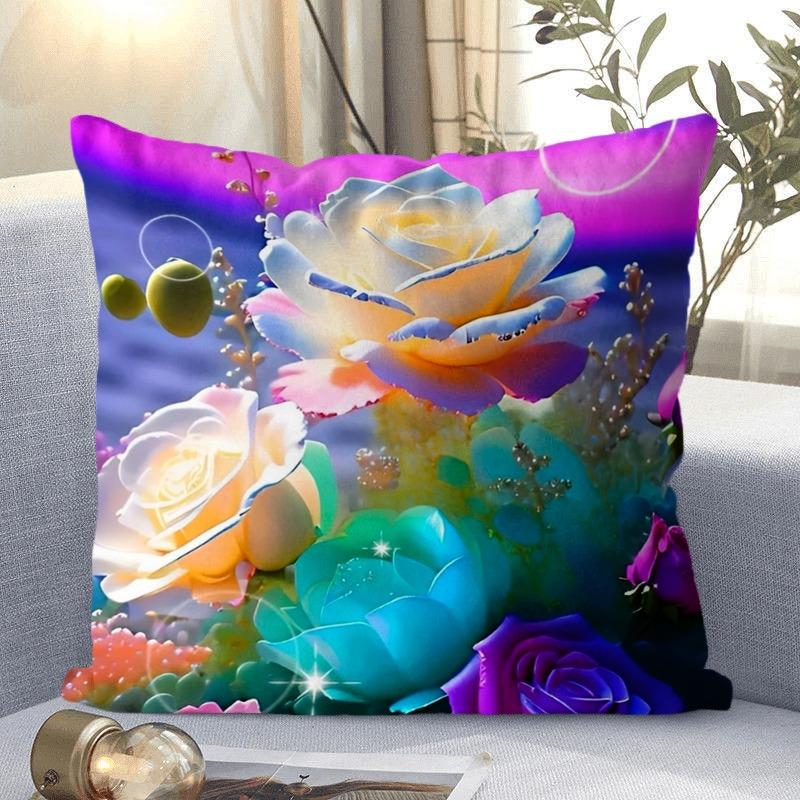 

Декоративная наволочка с принтом роз и цветов для спальни, гостиной, квадратная наволочка с подушкой 50x50cm