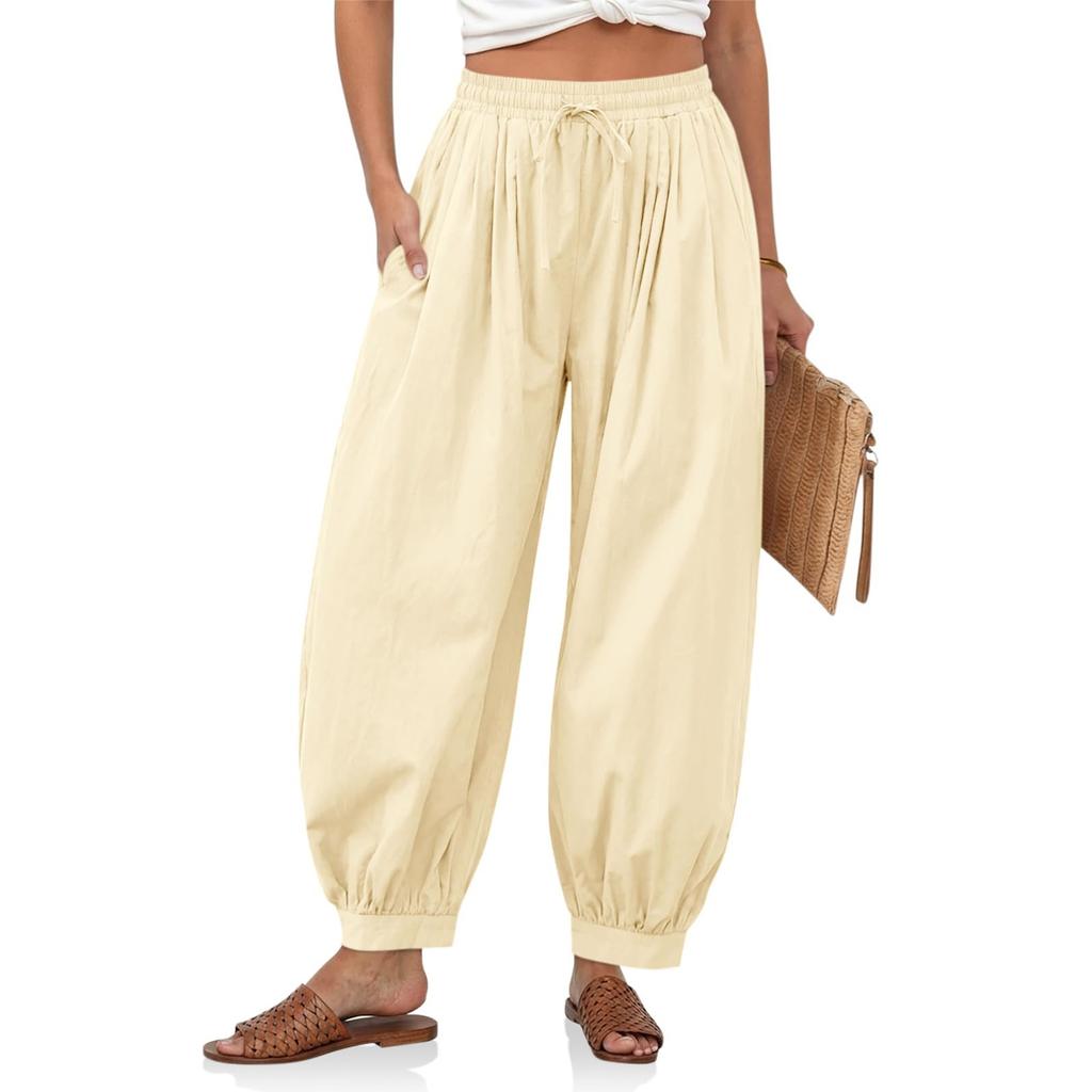 Women’s Loose Fit Casual Pants with Drawstring Waist Wide Leg Design Striped Print Lightweight Relaxed Style for Daily Wear