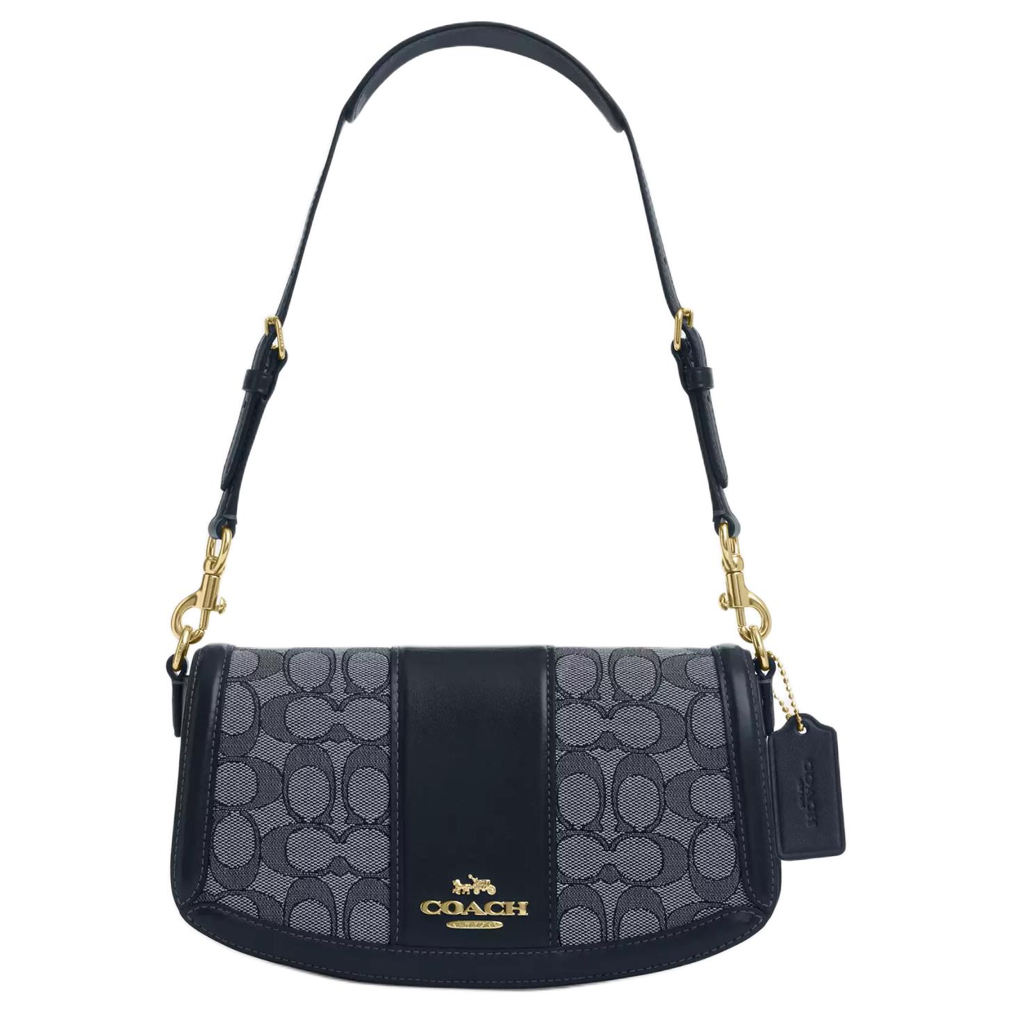 

Coach Andrea 24 Classic Logo Buckle Closure Leather Floral Handbag Medium Women handbags Midnight-Navy CT767-IMX1X Basic Set (Bag+Dust Bag)