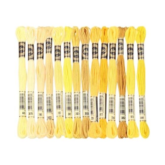 PATIKIL 14pcs Skin Embroidery Thread Polyester Embroidery Thread for Bracelet Cross Stitch Hand Embroidery Multicolor Yellow