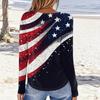 Women's Casual Long Sleeve Crew Neck Shirt American Flag Print Lightweight Comfortable Fit Stylish Top for Everyday Wear