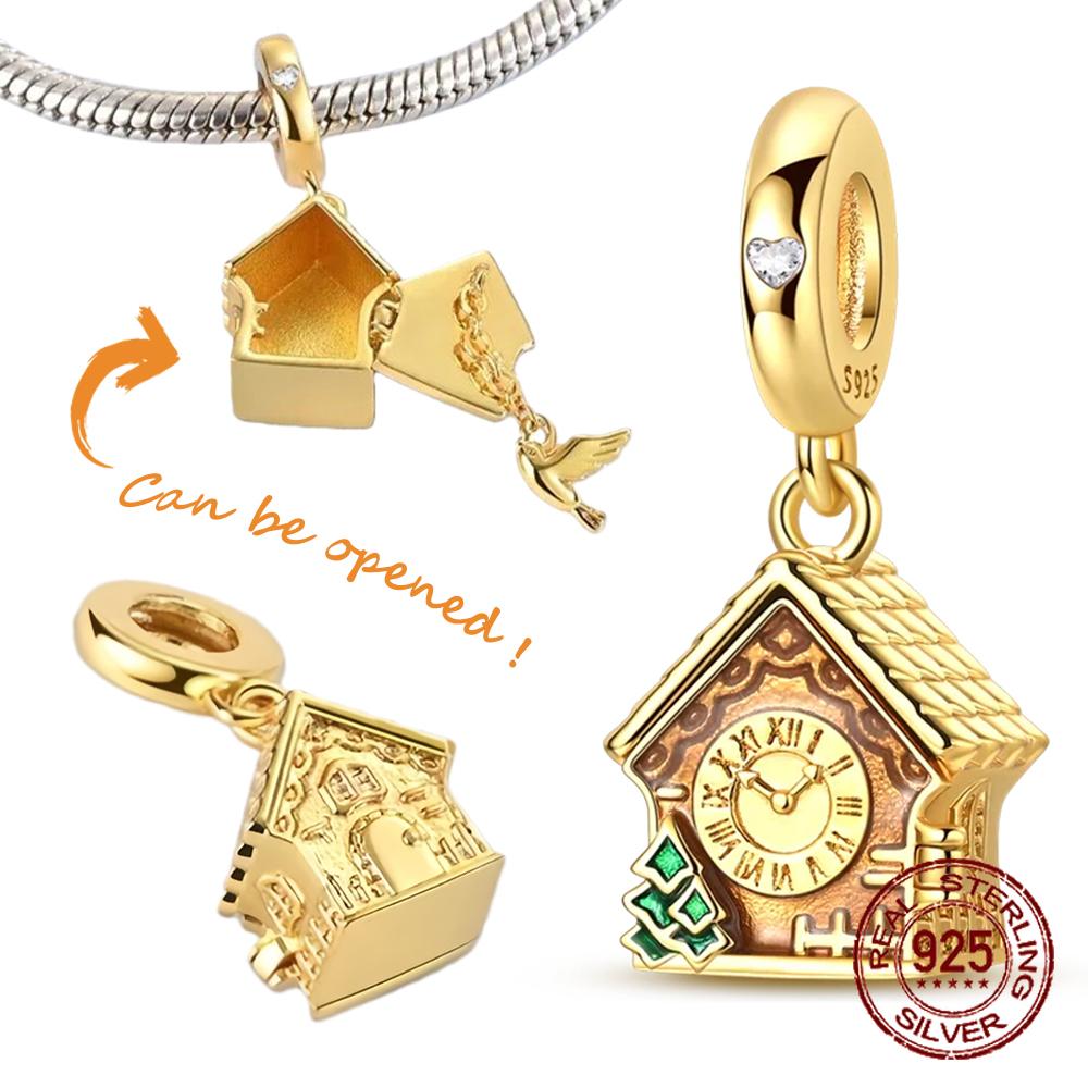 Golden Bell Charms Copper Craft Can Be Opened And Closed Dangle Pendant Fit Bangle Bracelet Necklace Handmade Jewelry