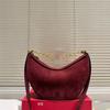 Vintage Wildleder Samt Halbmond Handtasche Achseltasche Hobo Fauler Stil Metallkette Mode Satteltasche Horn Tasche für Damen