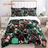 Demon Slayer's Japanese Carton Style Children's Print Beding Set with Soft Fabric Duvet Set Comfortable Bed Size Children's Girl Boy Gift