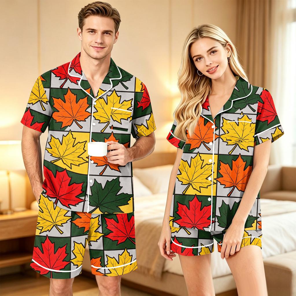 Couples Halloween Print Comfortable Pajama Set for Loungewear
