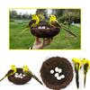 Realistic Artificial Woven Bird Nest Basket With Foam Chick Figure And Eggs Indoor Outdoor Easter Celebration Decoration