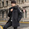 Down Jacket Men's Mid-length 2025 Large Fur Collar Hooded Jacket Winter Workwear Trendy Sports Casual Warm Coat