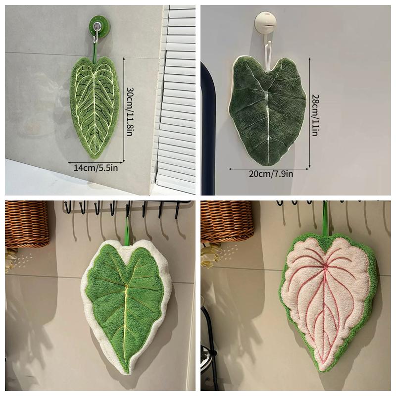 Green Plant Handkerchief Hand Towel Kitchen Towels Hanging Cleaning Towel Super Absorbent Bathroom Kitchen Accessories
